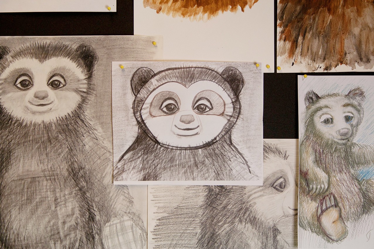 Pencil sketches of Bo Bear