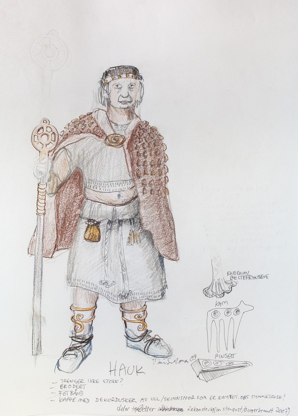 Bronze Age man with a brown cape and a magic staff
