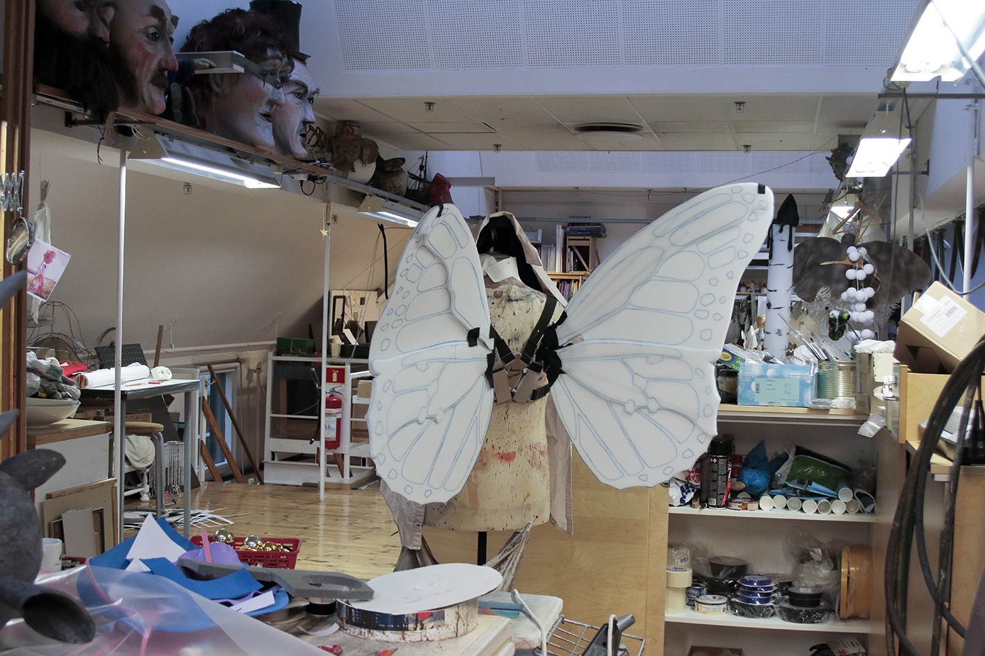 Butterfly wings during production at the studio