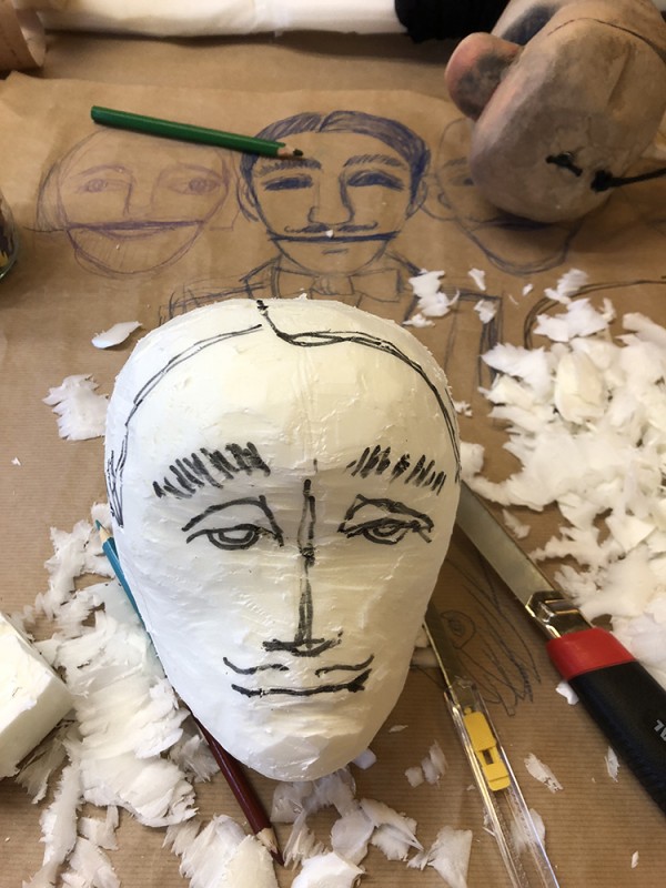 A puppet head in making