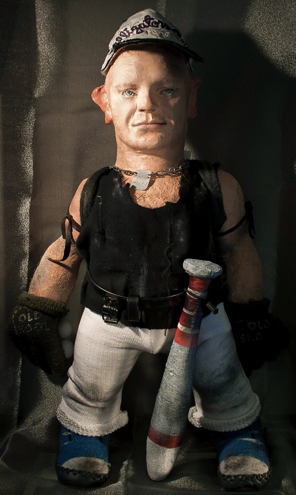 Whole figure portrait of a look-alike man in a baseball costume